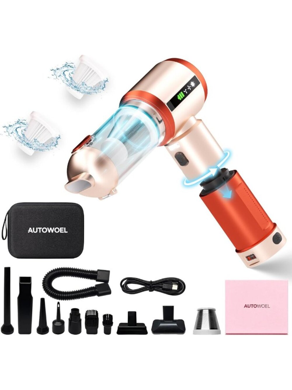 Powerful Cordless Handheld Car Vacuum 22000PA, Removable Battery, Portable